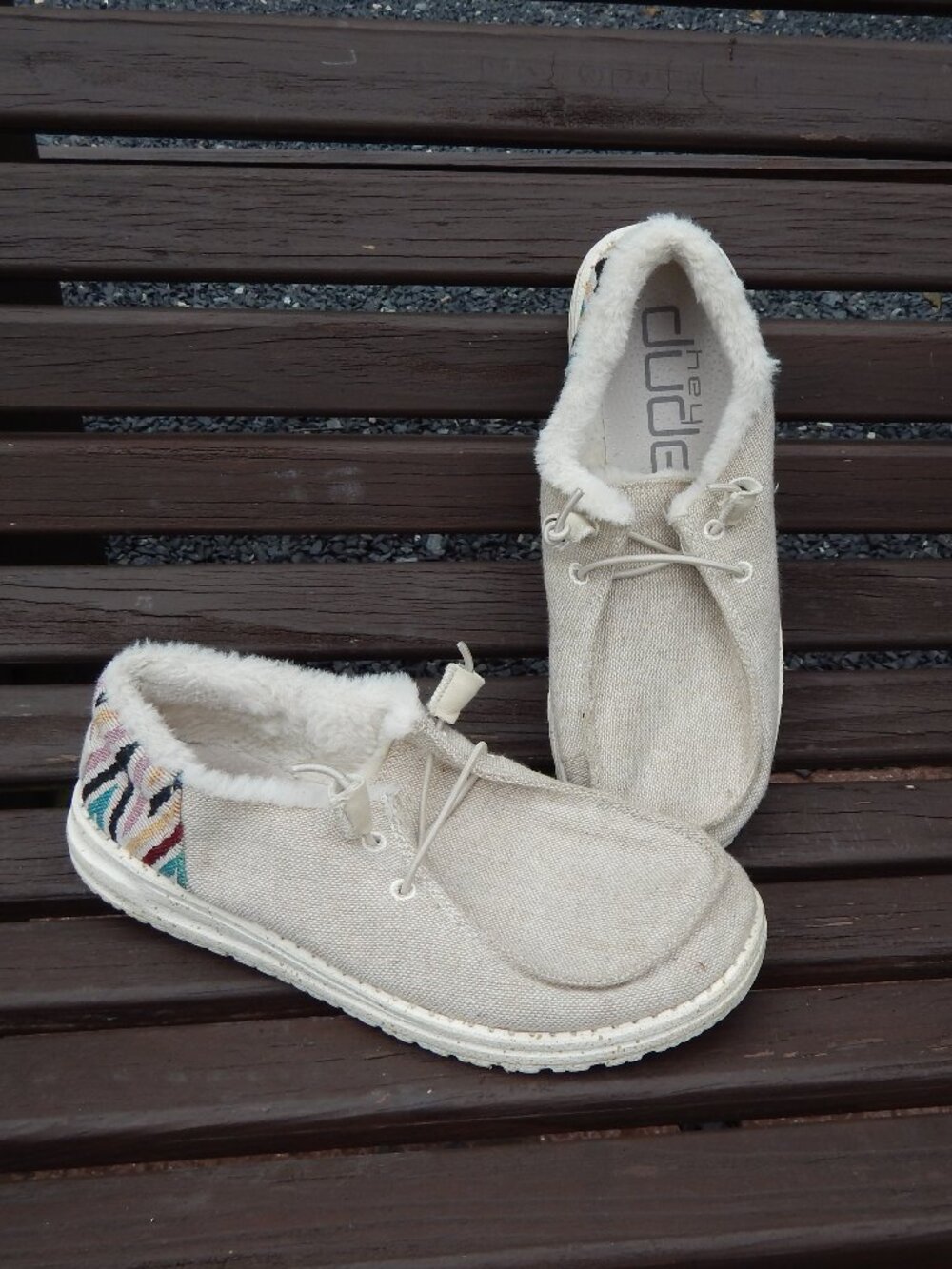 Hey Dude Wendy Funk Wool Beige Aztec Southwestern Shoes Size 7 Womens
